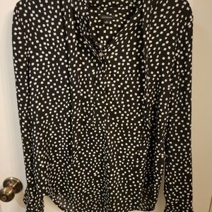 Ann Taylor Black and White Polka Dot Blouse